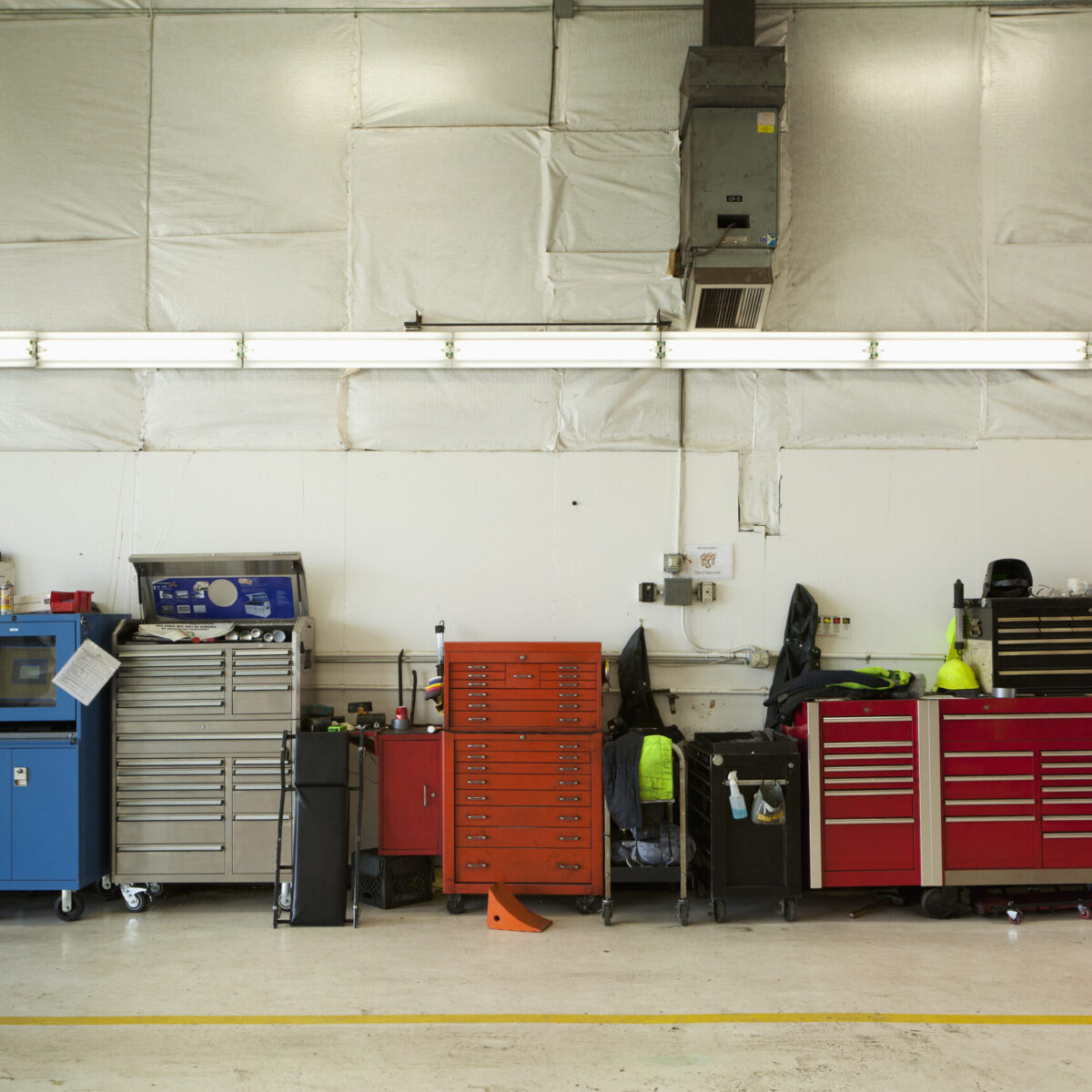 Tool Chests In An Automobile Repair Shop